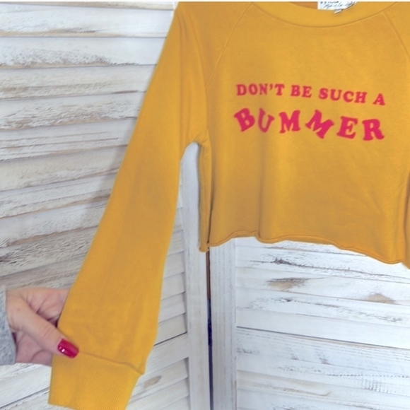 WILDFOX Womens Sweatshirt Such A Bummer Relaxed Yellow SAMPLE - Picture 8 of 9